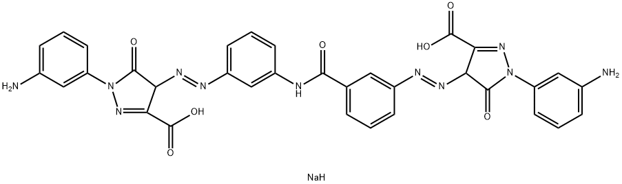 disodium 1-(3-aminophenyl)-4-[[3-[[3-[[1-(3-aminophenyl)-3-carboxylato-4,5-dihydro-5-oxo-1H-pyrazol-4-yl]azo]benzoyl]amino]phenyl]azo]-4,5-dihydro-5-oxo-1H-pyrazole-3-carboxylate Struktur