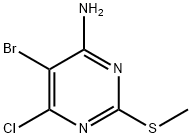 4-氨基-5-溴-6-氯-2-甲硫基嘧啶 结构式