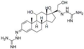 2,2'-(11β,17,21-トリヒドロキシプレグナ-1,4-ジエン-3,20-ジイリデン)ビス(1-ヒドラジンカルボイミドアミド) 化学構造式