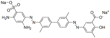 5-[[4'-[[2,4-ジアミノ-5-(ソジオスルホ)フェニル]アゾ]-3,3'-ジメチル[1,1'-ビフェニル]-4-イル]アゾ]-2-ヒドロキシ-3-メチル安息香酸ナトリウム 化学構造式