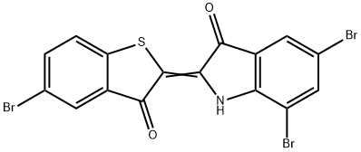 2-(5-ブロモ-3-オキソベンゾ[b]チオフェン-2(3H)-イリデン)-5,7-ジブロモ-1H-インドール-3(2H)-オン 化学構造式