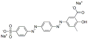 2-ヒドロキシ-3-メチル-5-[[4-[(4-スルホフェニル)アゾ]フェニル]アゾ]安息香酸二ナトリウム 化学構造式