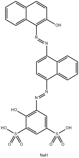 4-Hydroxy-5-[[4-[(2-hydroxy-1-naphthalenyl)azo]-1-naphthalenyl]azo]benzene-1,3-disulfonic acid disodium salt Structure