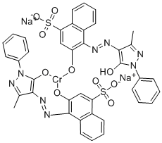 4-[[(4,5-ジヒドロ-3-メチル-5-オキソ-1-フェニル-1H-ピラゾール)-4-イル]アゾ]-3-ヒドロキシ-1-ナフタレンスルホン酸/ナトリウム/クロム酸,(2:2:1) 化学構造式