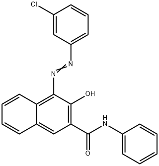 4-[(3-クロロフェニル)アゾ]-3-ヒドロキシ-N-フェニル-2-ナフタレンカルボアミド 化学構造式