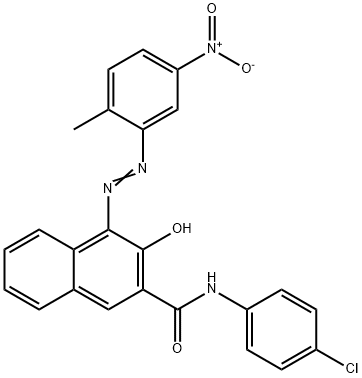 N-(4-クロロフェニル)-3-ヒドロキシ-4-[(2-メチル-5-ニトロフェニル)アゾ]-2-ナフタレンカルボアミド 化学構造式