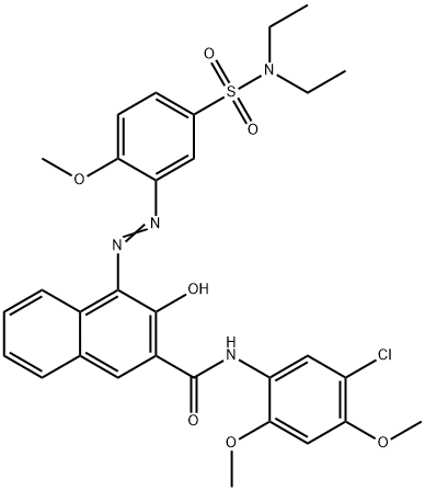 N-(5-クロロ-2,4-ジメトキシフェニル)-4-[[5-[(ジエチルアミノ)スルホニル]-2-メトキシフェニル]アゾ]-3-ヒドロキシ-2-ナフタレンカルボアミド 化学構造式