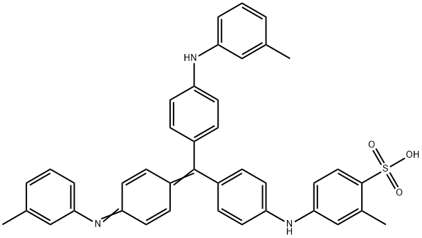 2-メチル-4-[[4-[[4-[(3-メチルフェニル)アミノ]フェニル][4-[(3-メチルフェニル)イミノ]-2,5-シクロヘキサジエン-1-イリデン]メチル]フェニル]アミノ]ベンゼンスルホン酸 化学構造式