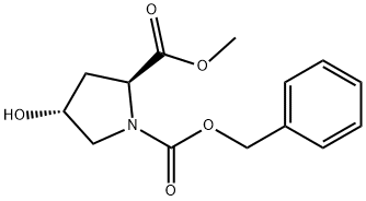 N-カルボベンゾキシ-4-trans-ヒドロキシ-L-プロリンメチル 化学構造式