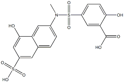 7-[N-methyl-N-(3-carboxy-4-hydroxyphenylfonyl)]amino-1-naphthol-3-sulfonic acid Struktur