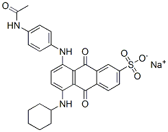 8-[[4-(Acetylamino)phenyl]amino]-5-cyclohexylamino-9,10-dihydro-9,10-dioxoanthracene-2-sulfonic acid sodium salt Struktur