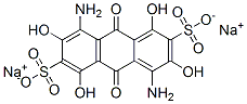 4,8-ジアミノ-9,10-ジヒドロ-1,3,5,7-テトラヒドロキシ-9,10-ジオキソアントラセン-2,6-ジスルホン酸二ナトリウム 化学構造式