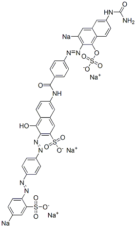 7-[[4-[(6-Ureido-1-hydroxy-3-sodiosulfo-2-naphthalenyl)azo]benzoyl]amino]-4-hydroxy-3-[[4-[(4-sodiosulfophenyl)azo]phenyl]azo]naphthalene-2-sulfonic acid sodium salt 结构式