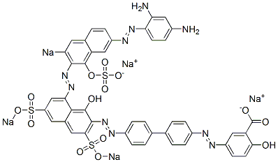5-[[4'-[[8-[[7-[(2,4-Diaminophenyl)azo]-1-hydroxy-3-sodiosulfo-2-naphthalenyl]azo]-1-hydroxy-3,6-bis(sodiosulfo)-2-naphthalenyl]azo][1,1'-biphenyl]-4-yl]azo]-2-hydroxybenzoic acid sodium salt Structure