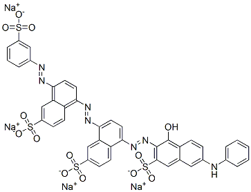 tetrasodium 5-[[1-hydroxy-6-(phenylamino)-3-sulphonato-2-naphthyl]azo]-8-[[6-sulphonato-4-[(3-sulphonatophenyl)azo]naphthyl]azo]naphthalene-2-sulphonate Structure