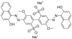 disodium 4,4'-bis[(2-hydroxy-1-naphthyl)azo]-5,5'-dimethoxy[1,1'-biphenyl]-2,2'-disulphonate Structure