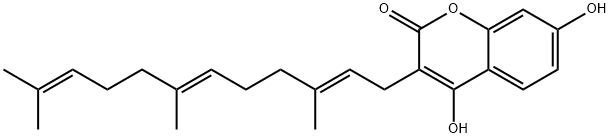 4,7-ジヒドロキシ-3-(3,7,11-トリメチル-2,6,10-ドデカトリエニル)-2H-1-ベンゾピラン-2-オン 化学構造式