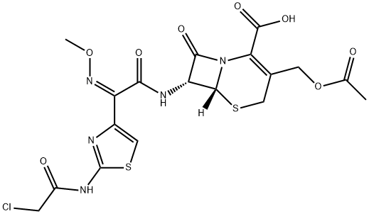 [6R-[6alpha,7beta(Z)]]-3-(acetoxymethyl)-7-[[2-(chloroacetamido)thiazol-4-yl](methoxyimino)acetamido]-8-oxo-5-thia-1-azabicyclo[4.2.0]oct-2-ene-2-carboxylic acid 结构式