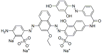 3-[[4-[(4-Amino-3-sodiosulfophenyl)azo]-2-ethoxy-1-naphthalenyl]azo]-4-hydroxy-7-[[3-[(2,4-dihydroxyphenyl)azo]benzoyl]amino]naphthalene-2-sulfonic acid sodium salt|