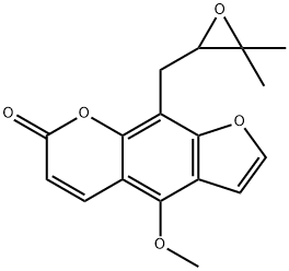 9-[(3,3-Dimethyloxiran-2-yl)methyl]-4-methoxy-7H-furo[3,2-g][1]benzopyran-7-one 结构式