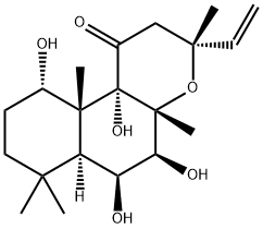 (3R,6aα)-3α-エテニルドデカヒドロ-5β,6β,10α,10bα-テトラヒドロキシ-3,4aβ,7,7,10aβ-ペンタメチル-1H-ナフト[2,1-b]ピラン-1-オン 化学構造式
