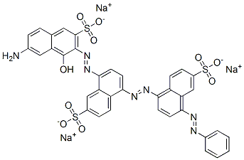 2-Naphthalenesulfonic acid, 8-[(7-amino-1-hydroxy-3-sulfo- 2-naphthalenyl)azo]-5-[[4-(phenylazo)-6-sulfo -1-naphthalenyl]azo]-, trisodium salt Structure