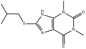 1,3,6,7-テトラヒドロ-8-(イソブチルチオ)-1,3-ジメチル-6-チオキソ-2H-プリン-2-オン 化学構造式