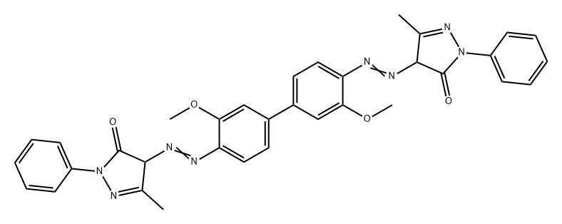 4,4'-[(3,3'-dimethoxy[1,1'-biphenyl]-4,4'-diyl)bis(azo)]bis[2,4-dihydro-5-methyl-2-phenyl-3H-pyrazol-3-one] Structure