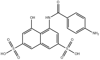 4-[(4-氨基苯甲酰)氨基]-5-羟基萘-2,7-二磺酸, 6505-35-7, 结构式