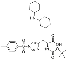 N-シクロヘキシルシクロヘキサンアミン・Nα-[(1,1-ジメチルエトキシ)カルボニル]-1-[(4-メチルフェニル)スルホニル]-L-ヒスチジン 化学構造式