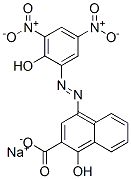 1-ヒドロキシ-4-[(2-ヒドロキシ-3,5-ジニトロフェニル)アゾ]-2-ナフトエ酸ナトリウム 化学構造式