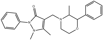1,2-ジヒドロ-1,5-ジメチル-4-[(3-メチル-2-フェニル-4-モルホリニル)メチル]-2-フェニル-3H-ピラゾール-3-オン 化学構造式