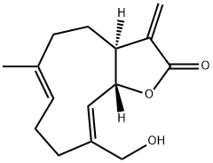 (3aS,6E,10Z,11aR)-2,3,3a,4,5,8,9,11a-Octahydro-10-hydroxymethyl-6-methyl-3-methylenecyclodeca[b]furan-2-one 结构式