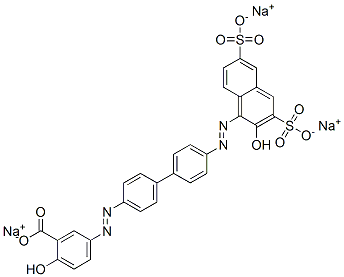 2-Hydroxy-5-[[4'-[(2-hydroxy-3,6-disulfo-1-naphtyl)azo]-1,1'-biphenyl-4-yl]azo]benzoic acid trisodium salt Structure