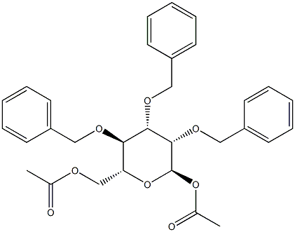 1,6-ジ-O-アセチル-2,3,4-トリ-O-ベンジル-α-D-マンノピラノース 化学構造式