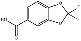 2,2-ジフルオロ-1,3-ベンゾジオキソール-5-カルボン酸 化学構造式