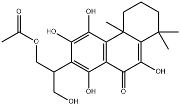 7-[2-アセトキシ-1-(ヒドロキシメチル)エチル]-2,3,4,4a-テトラヒドロ-5,6,8,10-テトラヒドロキシ-1,1,4a-トリメチルフェナントレン-9(1H)-オン 化学構造式