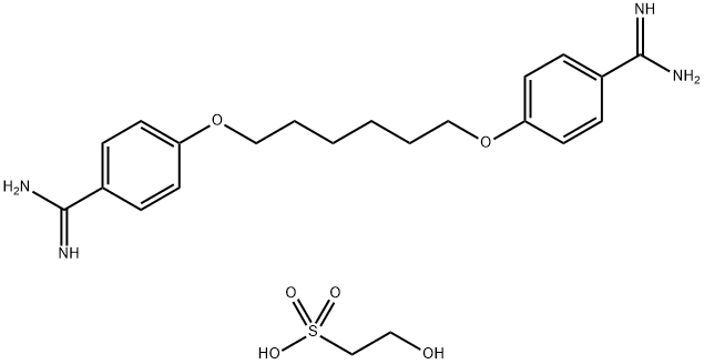 4,4'-(ヘキサメチレンビスオキシ)ビス(ベンズアミジン)·0.5(2-ヒドロキシエタンスルホン酸) 化学構造式