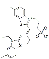 2-[2-[(3-ethyl-5-methylbenzothiazol-2(3H)-ylidene)methyl]but-1-enyl]-5,6-dimethyl-3-(3-sulphonatopropyl)benzothiazolium 结构式