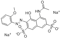 5-(乙酰氨基)-4-羟基-3-[(2-甲氧基苯基)偶氮]-2,7-萘二磺酸二钠盐 结构式