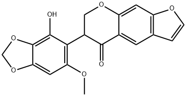 6,7-Dihydro-6-(4-hydroxy-6-methoxy-1,3-benzodioxol-5-yl)-5H-furo[3,2-g][1]benzopyran-5-one 结构式
