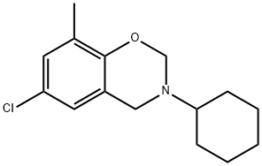 6-クロロ-3-シクロヘキシル-3,4-ジヒドロ-8-メチル-2H-1,3-ベンゾオキサジン 化学構造式