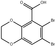 6,7-ジブロモ-2,3-ジヒドロベンゾ[B]-[1,4]ジオキシン-5-カルボン酸 化学構造式