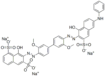 trisodium 8-hydroxy-7-[[4'-[[1-hydroxy-6-(phenylamino)-3-sulphonato-2-naphthyl]azo]-3,3'-dimethoxy[1,1'-biphenyl]-4-yl]azo]naphthalene-1,6-disulphonate Structure