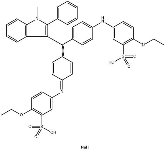 2-エトキシ-5-[[4-[[4-[(4-エトキシ-3-ソジオスルホフェニル)アミノ]フェニル](1-メチル-2-フェニル-1H-インドール-3-イル)メチレン]-2,5-シクロヘキサジエン-1-イリデン]アミノ]ベンゼンスルホン酸 化学構造式