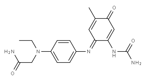 2-[[4-[[2-(carbamoylamino)-5-methyl-4-oxo-2,5-cyclohexadien-1-ylidene]amino]phenyl]ethylamino]acetamide 结构式