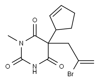 1-Methyl-5-(2-bromo-2-propenyl)-5-(2-cyclopentenyl)barbituric acid 结构式