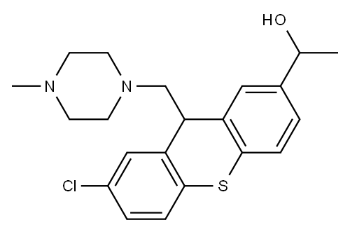 7-Chloro-2-(1-hydroxyethyl)-9-[(4-methylpiperazino)methyl]-9H-thioxanthene 结构式
