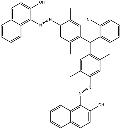 1,1'-[(2-クロロベンジリデン)ビス[(2,5-ジメチル-4,1-フェニレン)アゾ]]ビス(ナフタレン-2-オール) 化学構造式