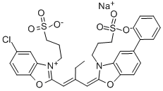 5-氯-2-[2-[[5-苯基-3-(3-磺酸丙基)-2(3H)-苯并恶唑亚基]甲基]-1-丁烯基]-3-(3-磺酸丙基)苯并恶唑翁内盐,钠盐, 67326-80-1, 结构式
